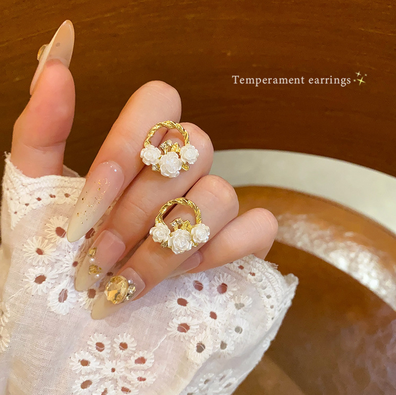 Flower basket Camellia Stud earrings for Women, a new bestseller in 2025, are exquisite and elegant, with a unique and sweet design full figure