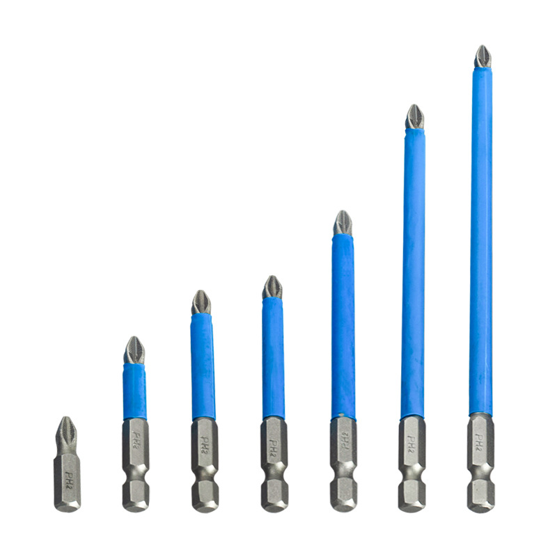 Yunbei anti-slip screwdriver bit, electric air screwdriver tip, electric screwdriver bit, magnetic screwdriver bit PH2, blue leather cross screwdriver bit Item Picture