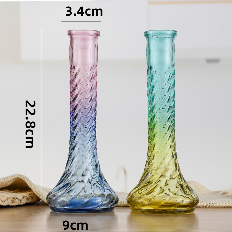 New frosted colored glass vase for living room home decoration, hydroponic dry vase, creative European-style decorative item, flower arrangement details Picture