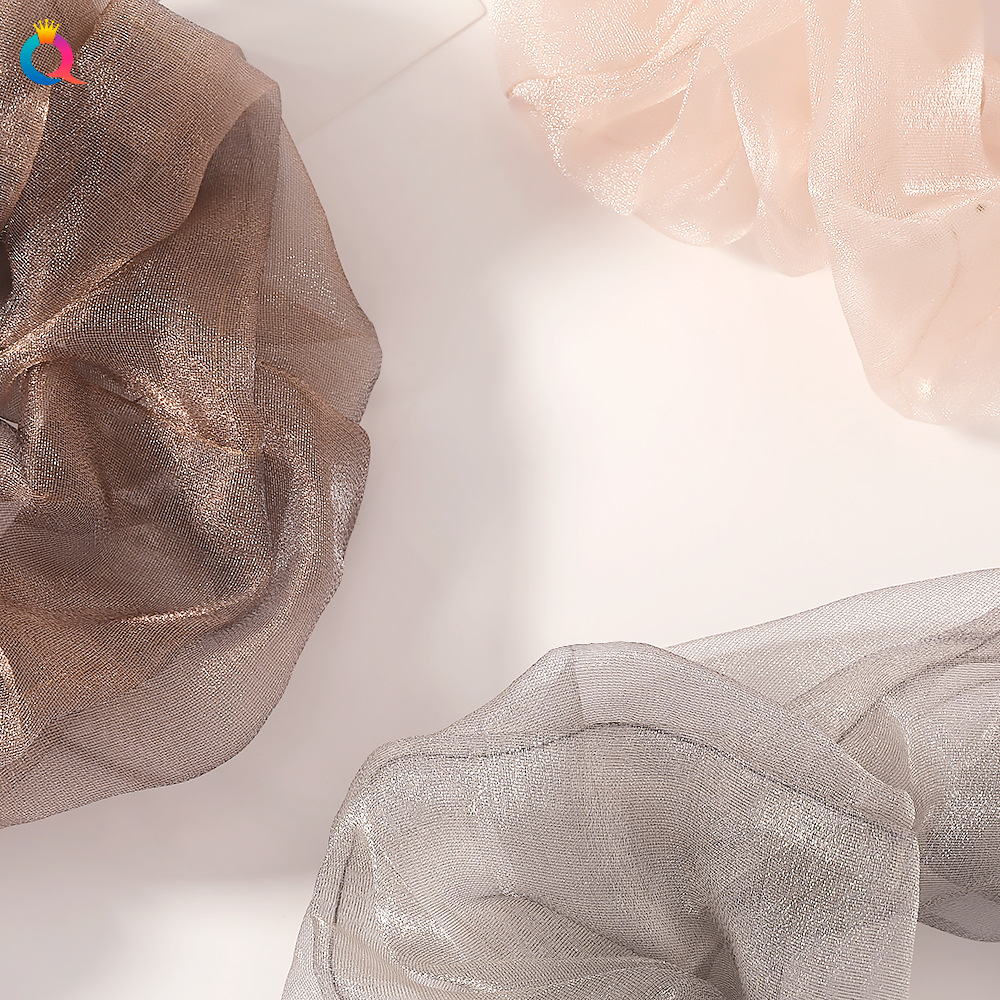 Qiyue Korean version Super large organza hair band, fairy large intestine hair band, fresh and pure color ponytail large intestine band Application Scenario