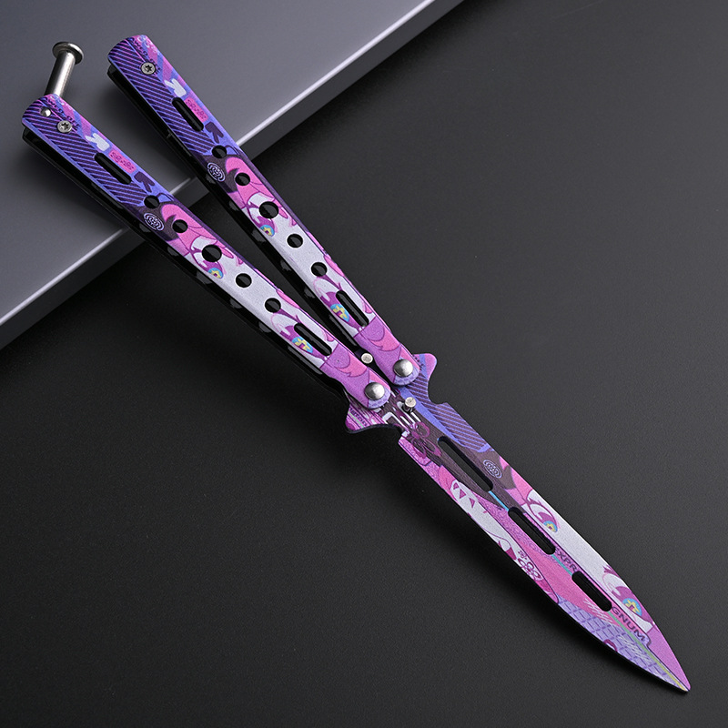 Butterfly Blade Classic csgo folding Sword, unedged practice self-defense, swinging hand toy, all-steel flower style training Butterfly Blade undefined