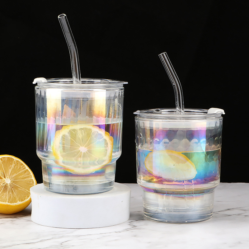 Wholesale office colorful bamboo joint cups, casual coffee cups, popular glass cups with straws for drinking details Picture