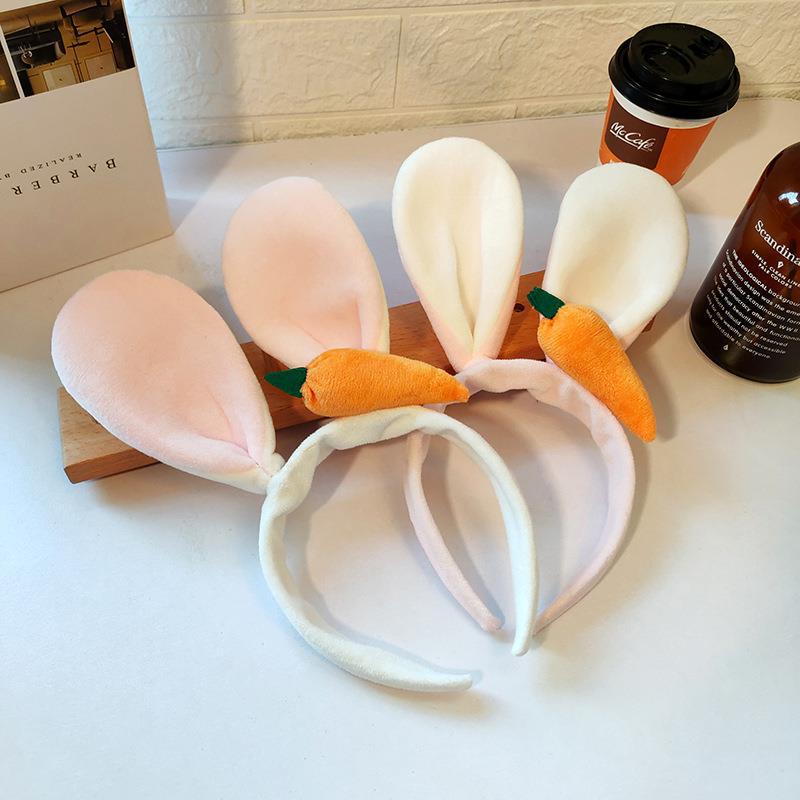 Super cute rabbit ear carrot headband, new headband, cute girl's cute plush face wash headwear Application Scenario