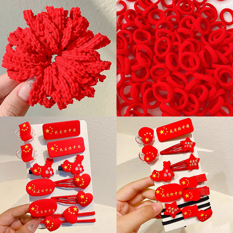 Children's rubber bands, Chinese red hair ties, girls and babies can tie their hair without damaging it, New Year hair bands, New Year hair accessories and headwear Application Scenario