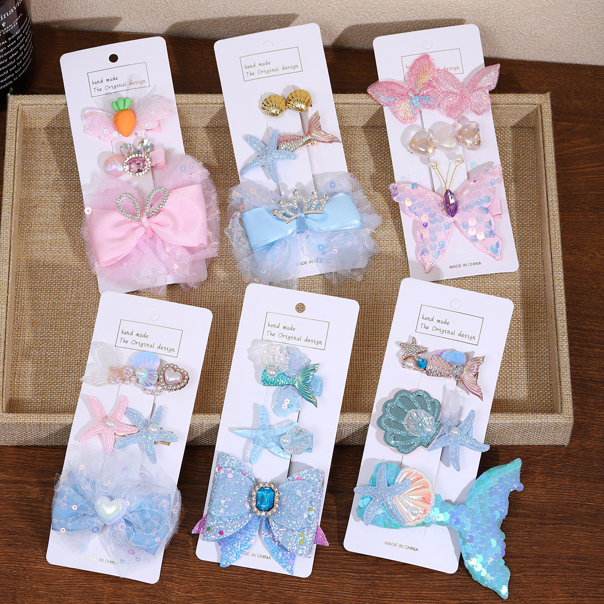 Girls' bow headwear, super fairy-like girl side bangs clip that won't damage hair, princess baby crown hair clip and hair accessory full figure