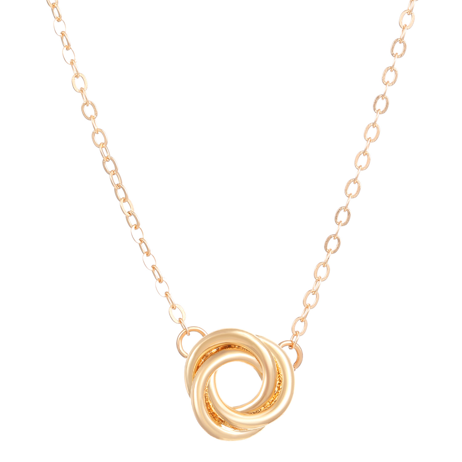 European and American cross-border jewelry, simple and fashionable circle twist stud necklace set, women's circle pendant, collarbone chain jewelry Item Picture