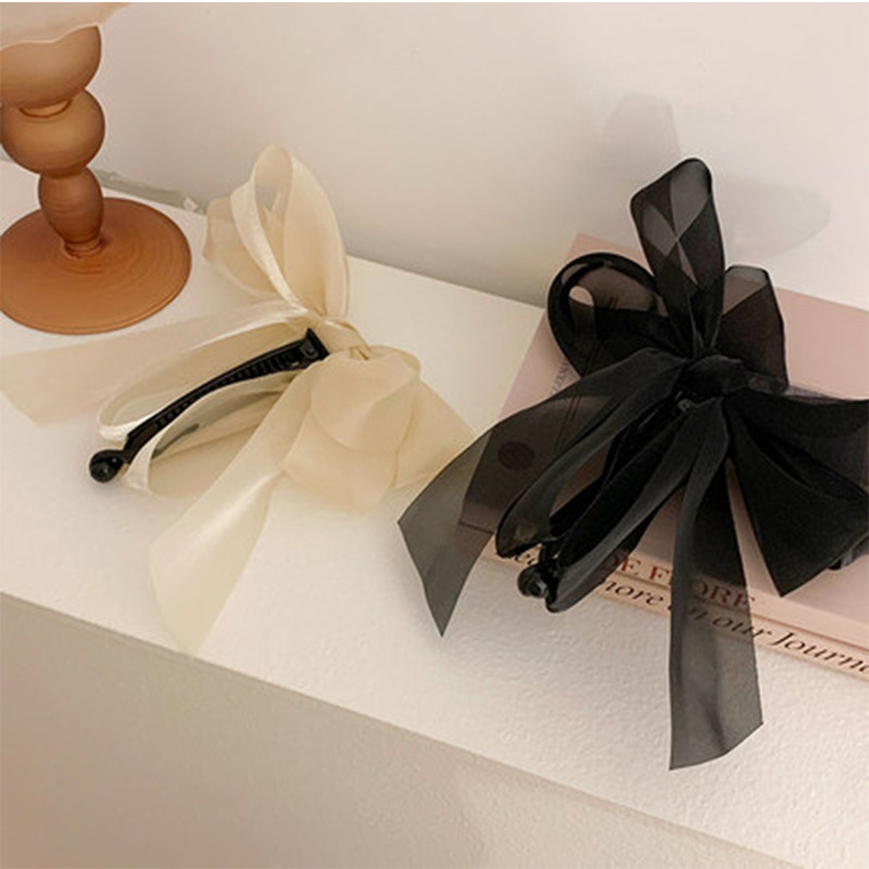 Korean version of ins banana clip, vertical clip, ponytail hair clip, bow headpiece at the back of the head, fresh and elegant, elastic horizontal clip full figure