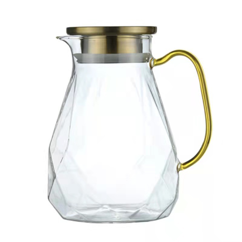 Diamond cold water bottle, large capacity glass water bottle, refrigerator juice water bottle, household cold boiled water cup, cold water bottle set Item Picture
