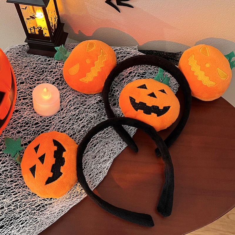 Halloween pumpkin hairband, funny and cute face-washing headband for girls, 2023 Internet celebrity festival party hairpin decoration headwear details Picture