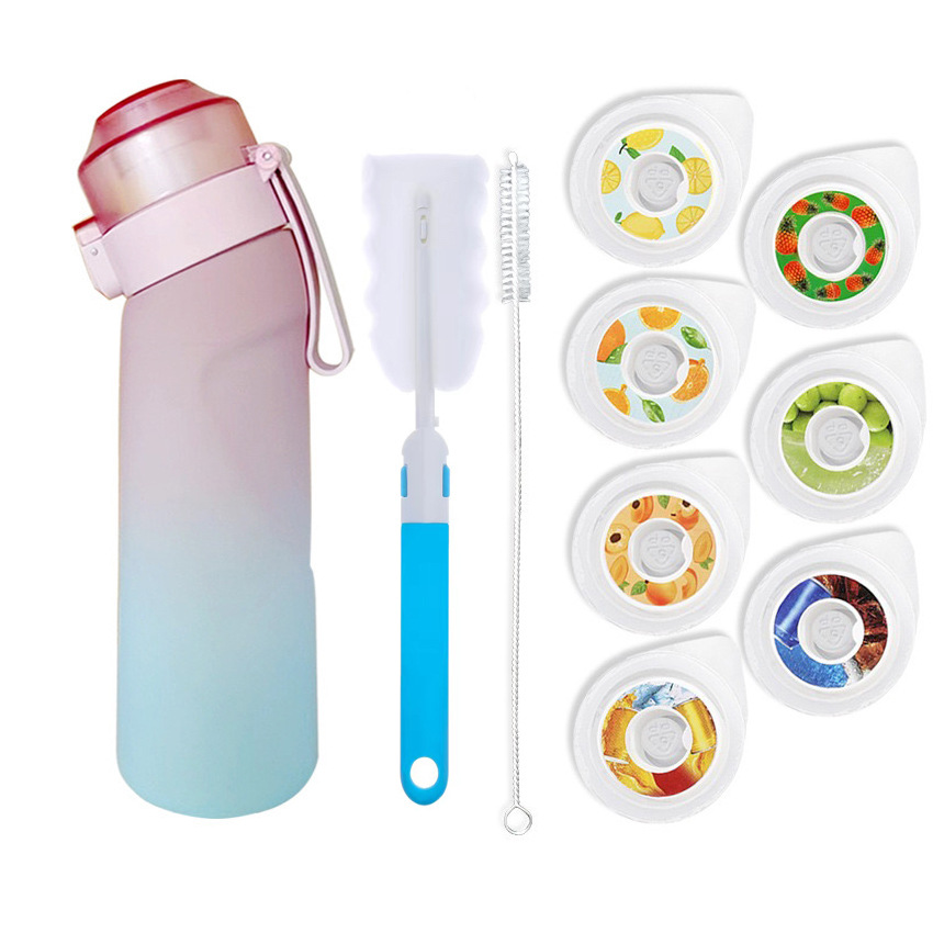 Cross-border direct supply scented cup, Playful cup, fruit-flavored fragrance ring, tritan0 calories 0 sugar scented plastic cup with sponge brush Item Picture