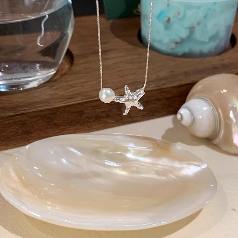 Summer Starfish freshwater pearl necklace for women, light luxury, gentle and simple. Collarbone chain, high-end neckchain accessory Specification drawing