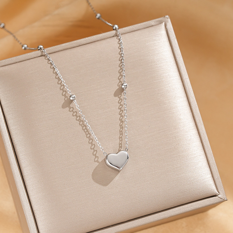 Doudou Chain Heart-shaped titanium steel necklace, a fashionable and simple collarbone chain for women, a popular light luxury accessory that doesn't fade and is versatile. Wholesale Specification drawing