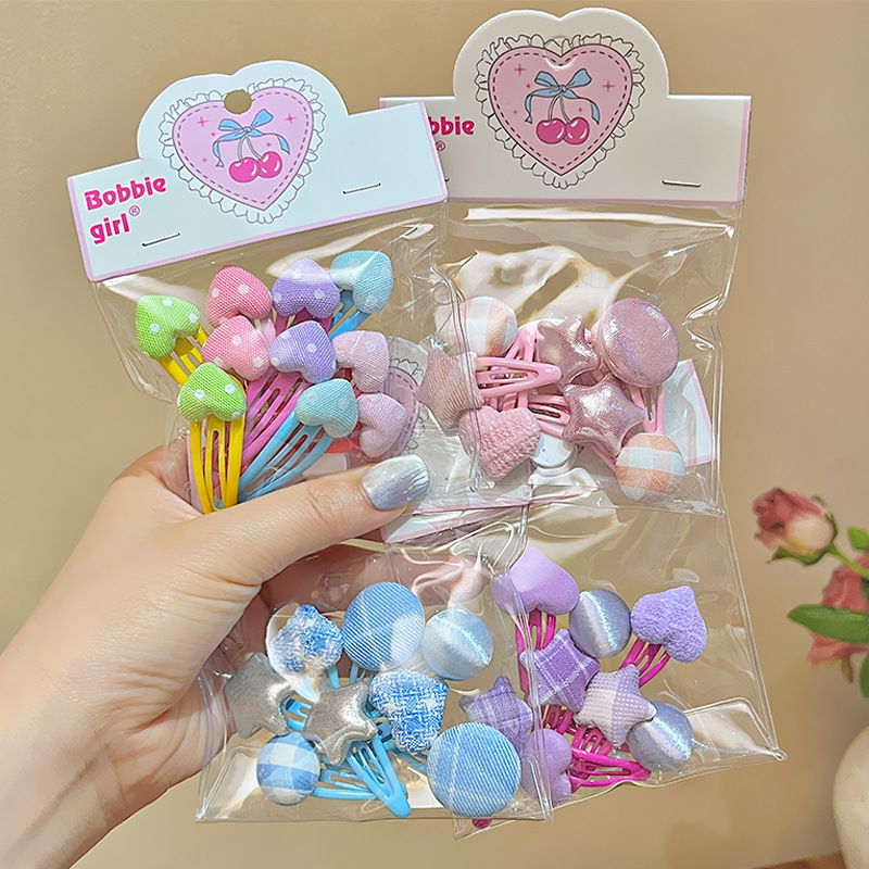 Colorful, sweet and cute little sugar bean star hair bands, children's heart-shaped side hair clips, baby hair ties, baby headbands details Picture