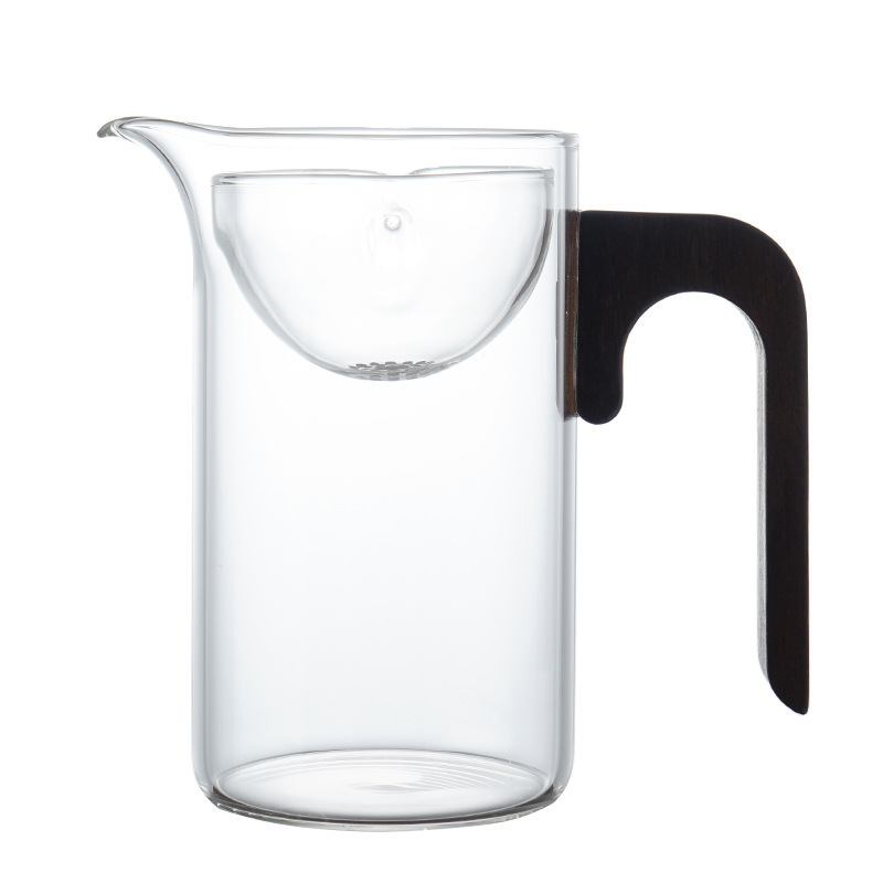 Wholesale thickened high borosilicate glass fair cup, Japanese small green tangerine rotatable tea dispenser and tea strainer integrated glass cup Item Picture