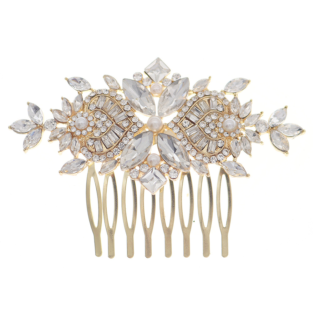 European and American retro accessories, pearl and water diamond hair combs, wedding shooting, updo accessories, luxurious and versatile headwear, bride's comb Item Picture