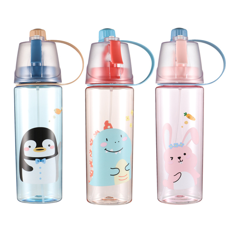 Summer spray cups, children's plastic water cups, boys' and girls' primary school students' outdoor sports creative Internet celebrity casual cups customized Item Picture