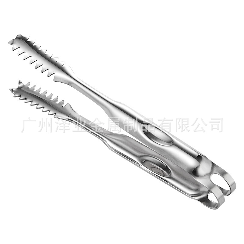 Thickened stainless steel ice cube tongs, sugar cube tongs with teeth, ice wine stone, ice cubes, anti-slip tongs, restaurant and household towel tongs Item Picture