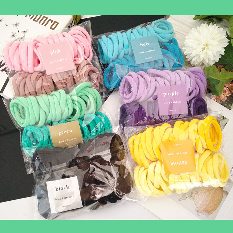 50-piece girl's gradient color seamless hair tie, children's colorful hair band, high-elasticity towel band, candy-colored hair tie details Picture