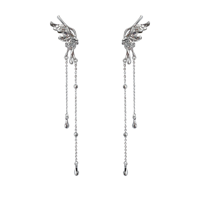 Super fairy butterfly tassel ear clips, female Internet celebrity bestsellers, no ear holes, ear bone clips, high-end ear hangers, and trendy earrings Item Picture