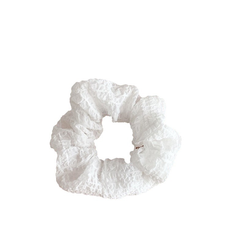 High-end, sweet, creamy, large intestine hair band, French pleated, ponytail hair tie, hair accessory, round bun hair tie Item Picture