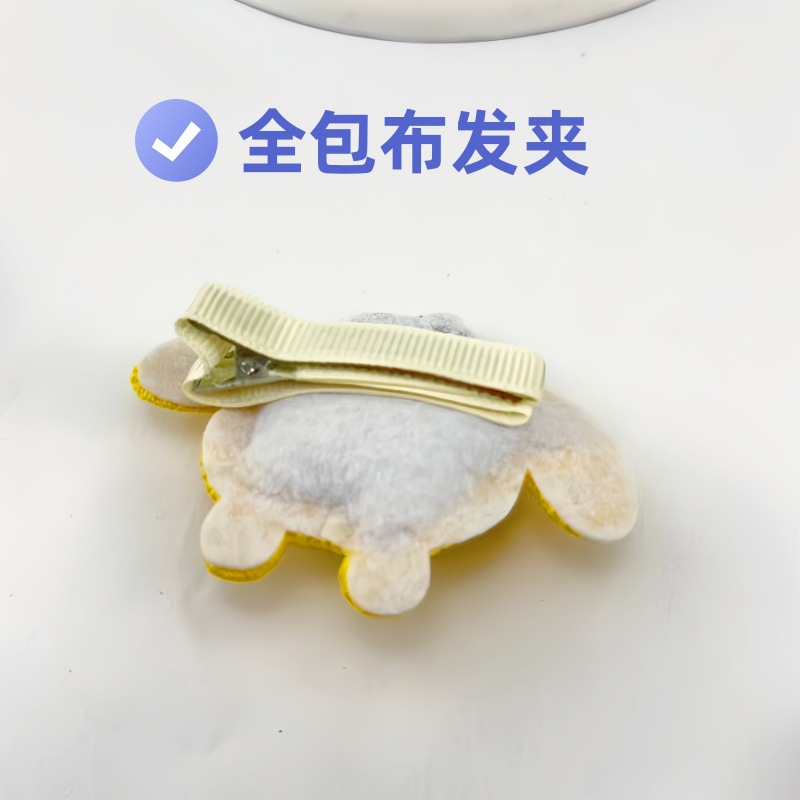 New cartoon children's hair clips, fully covered fabric side hair clips, back head hair clips and hairpins, cute cinnamon dog hair accessories Specification drawing