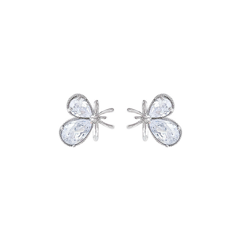 Light luxury super flash zircon heart-shaped stud earrings, women's unique bow, high-end and elegant earrings, fashionable earrings wholesale Item Picture