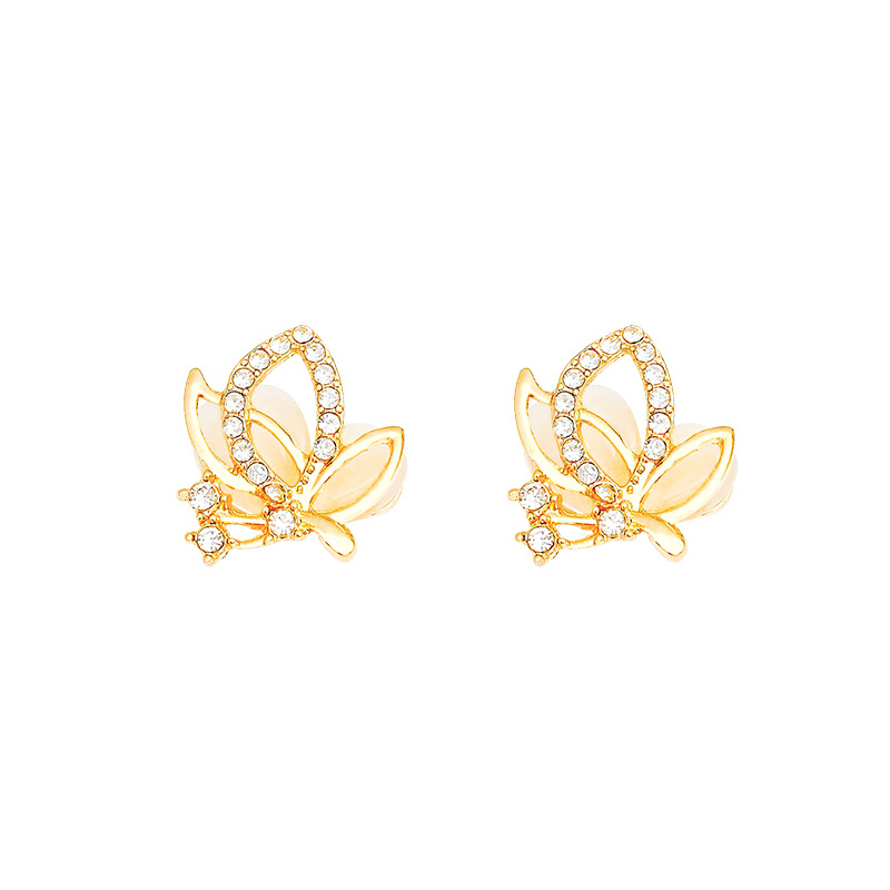 S925 Silver Needle, super ethereal charm, cat's eye butterfly earrings, women's light luxury and high-end feel, full diamond zircon stud earrings Item Picture