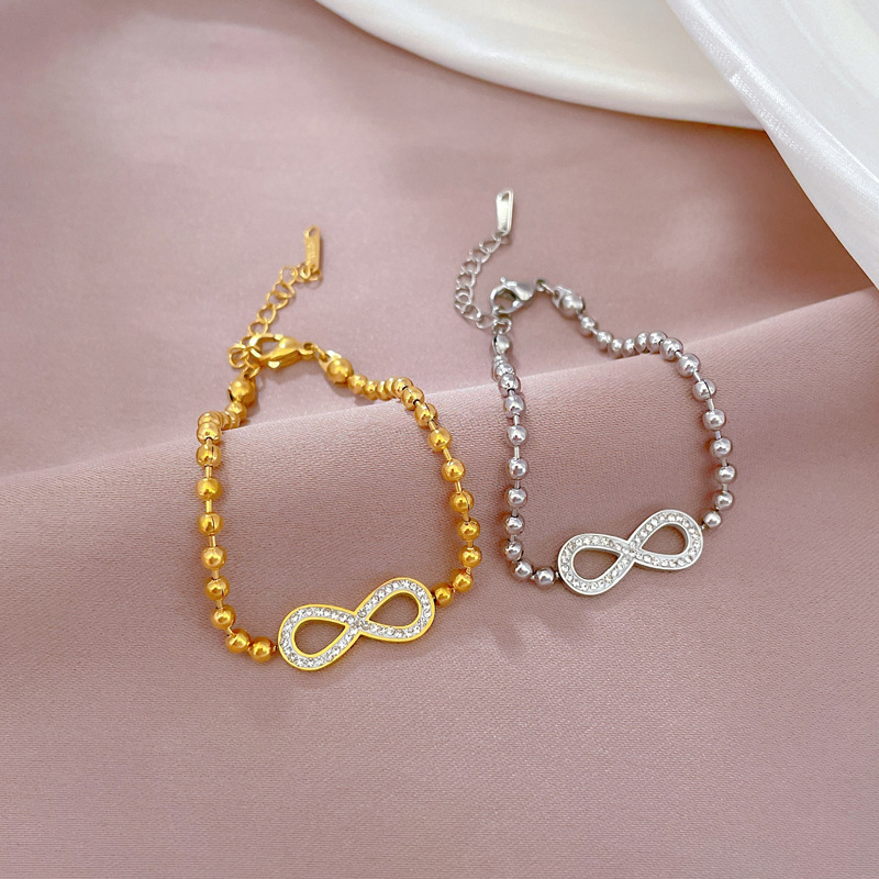 【 All-titanium Steel 】 Dongdaemun's unique and elegant forest-themed round bead 8-shaped bracelet, a retro gift for female Internet celebrities and best friends Specification drawing