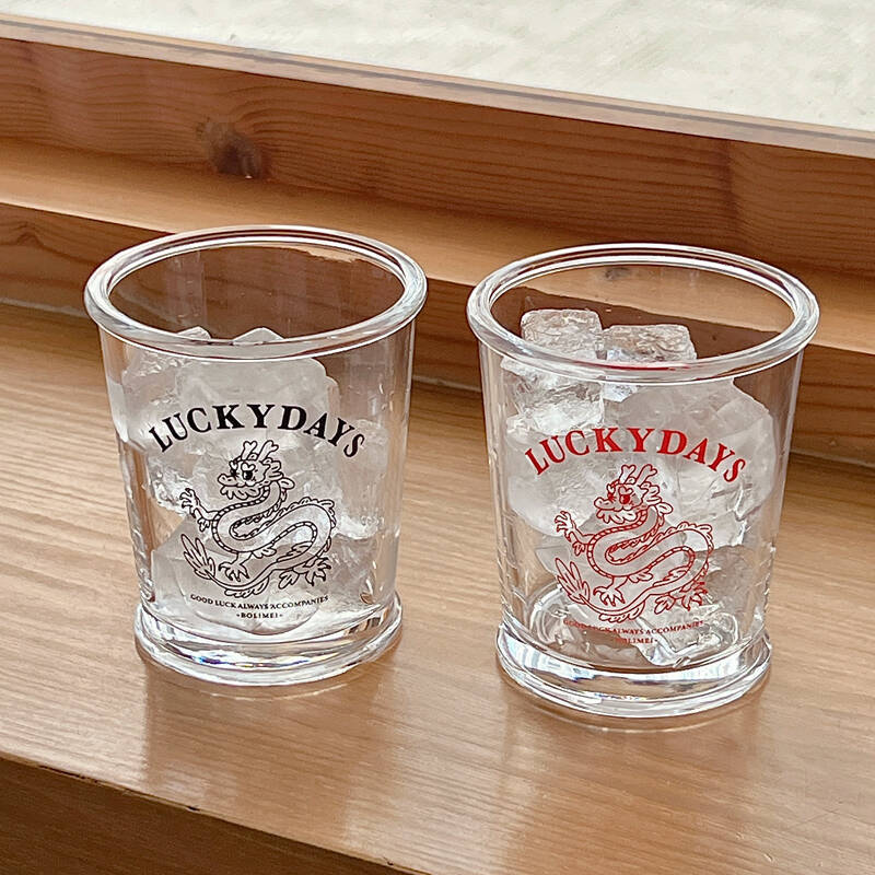 Boli Mei InS-style couple's Dragon Year water Cup, Glass cup, cold brew coffee cup, breakfast milk cup, best friend cup full figure