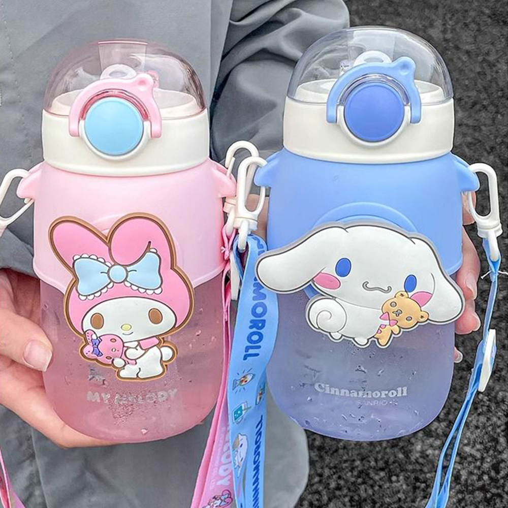 New cute straw cup, high appearance level plastic water cup for girls, portable and super cute tritan cup for children and students full figure