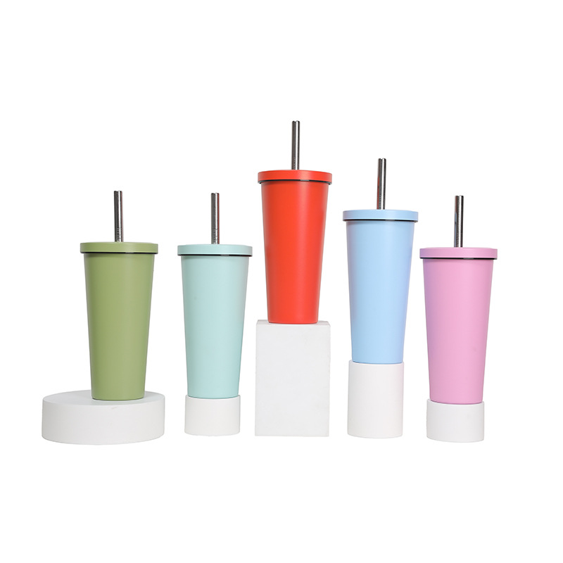 Cross-border factory direct supply 304 stainless steel straw cups, coffee cups, high appearance level insulated cups, simple double-layer vacuum cups Specification drawing
