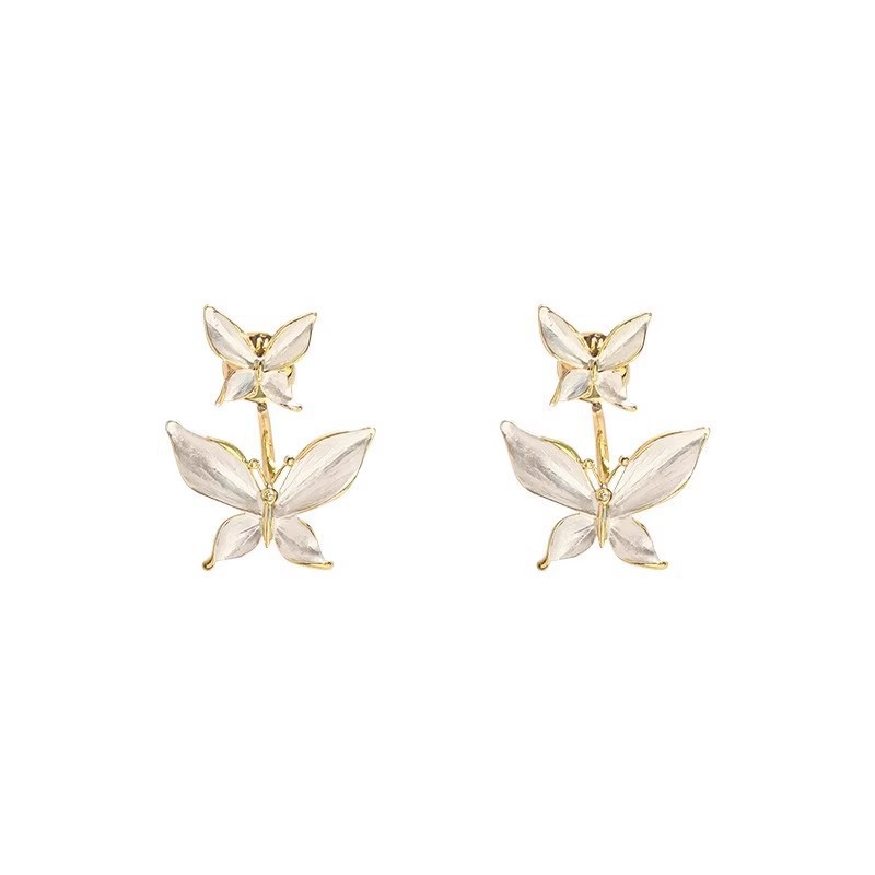 French-style high-end glazed butterfly stud earrings for women, a new 2025 forest-themed gentle and elegant earpiece Item Picture