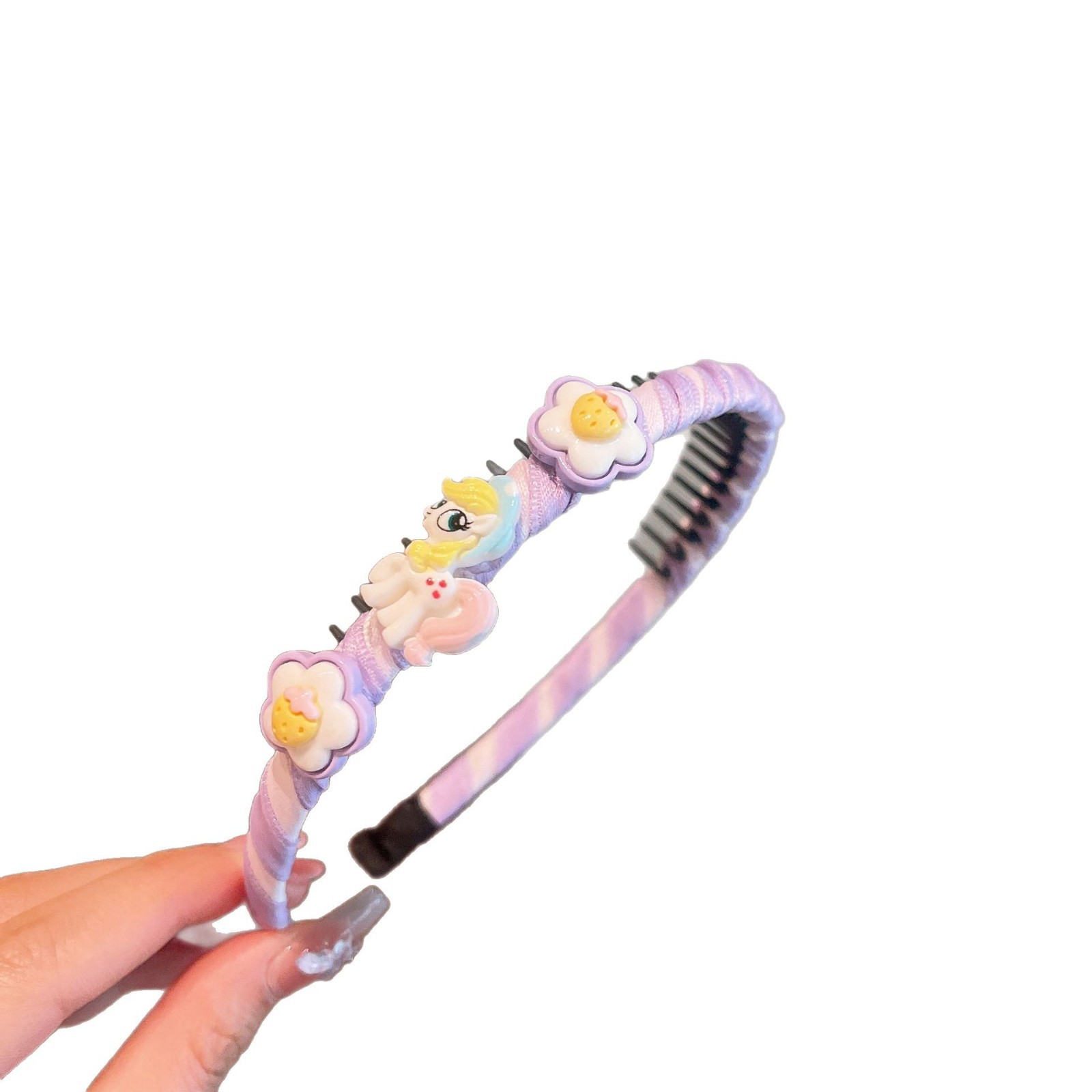 Children's cartoon toothed hair band, a perfect tool for organizing girls' broken hair, cute and non-damaging hair clips, headwear, anti-slip and hair-pressing hair band Item Picture