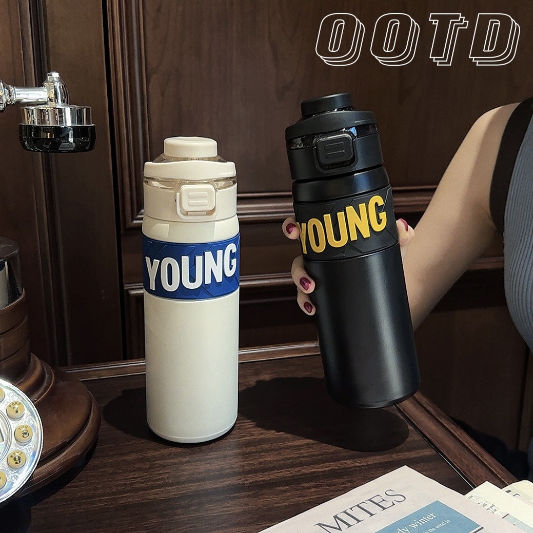 Sports stainless steel high appearance level double drinking cup, bouncy portable vacuum insulated cup, car, outdoor and cross-border cup details Picture