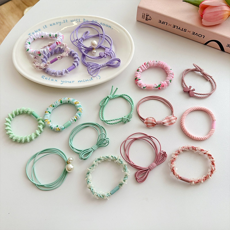 6-piece set ~ Fresh and clean, high appearance level, forest-style hair tie, stylish and niche hair tie, seamless leather band for women to tie hair details Picture