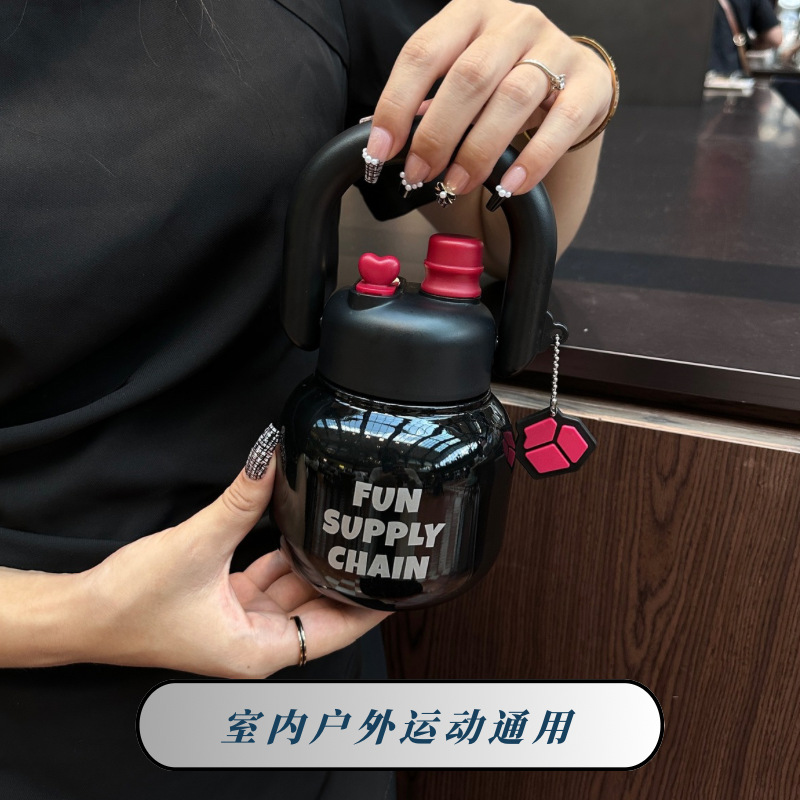 Trendy carrying pot for girls, high appearance level, insulated cup, double drinking, 316 stainless steel, simple water cup, handle with tea bin Specification drawing