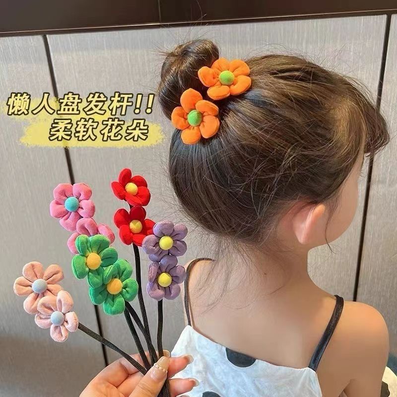 Children's hair bun wonder, lazy person's double flower hair bun, bun head hair bun, girls' headwear, new girls' hair accessory details Picture