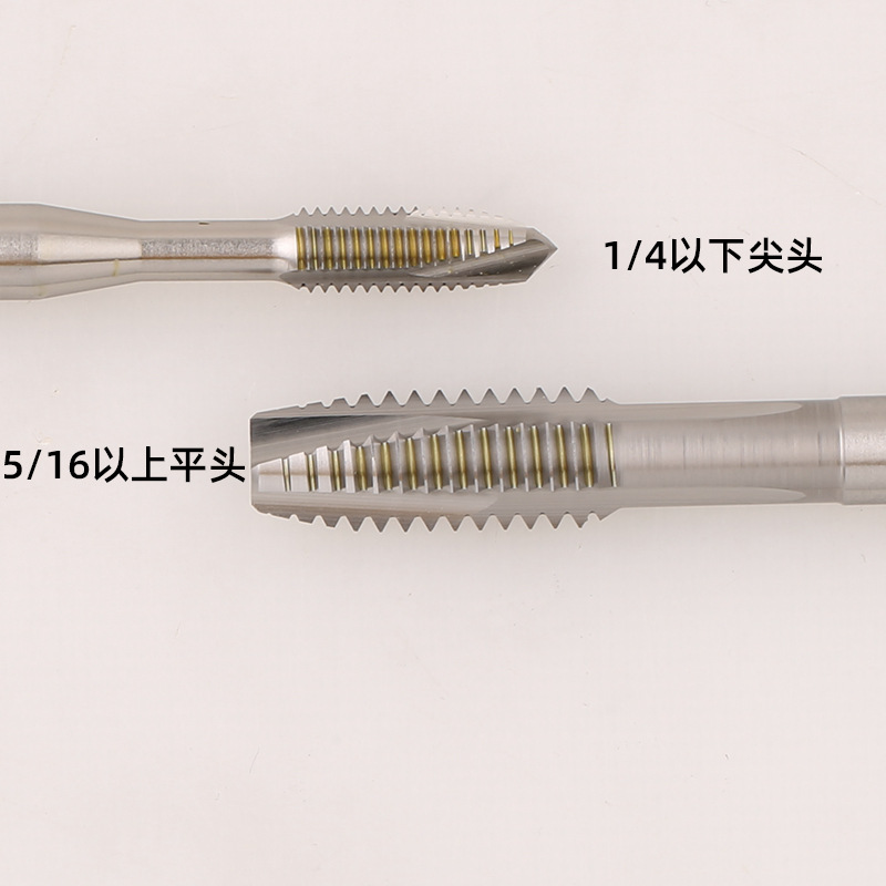 Japanese YAMAWA pre-electroplating enlarged lead taps 4-40, 6-32, 8-32, P3, P4 spiral taps Specification drawing