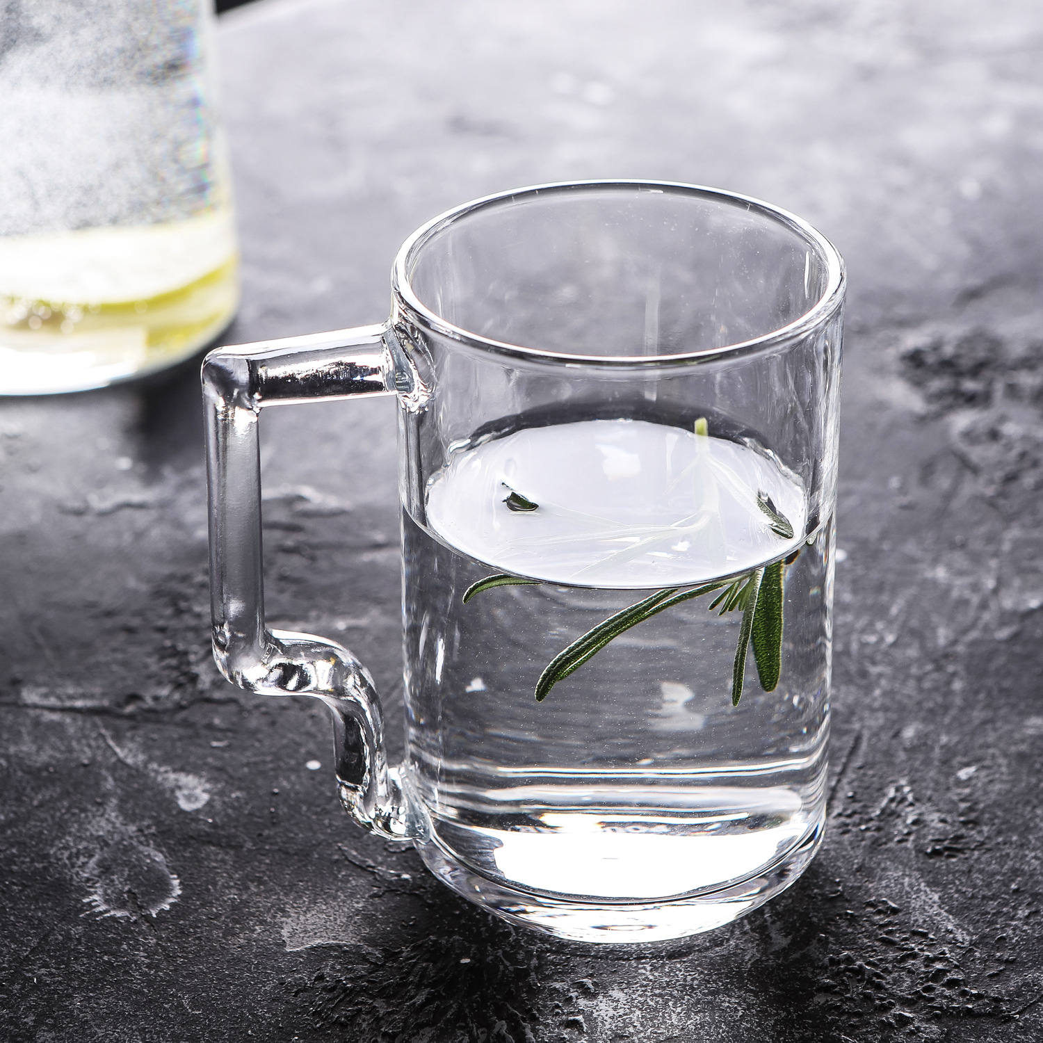 POUGINE crystal Creative Glass Cup, transparent handle cup, Beer mug, heat-resistant water cup, tea cup BJB525 details Picture