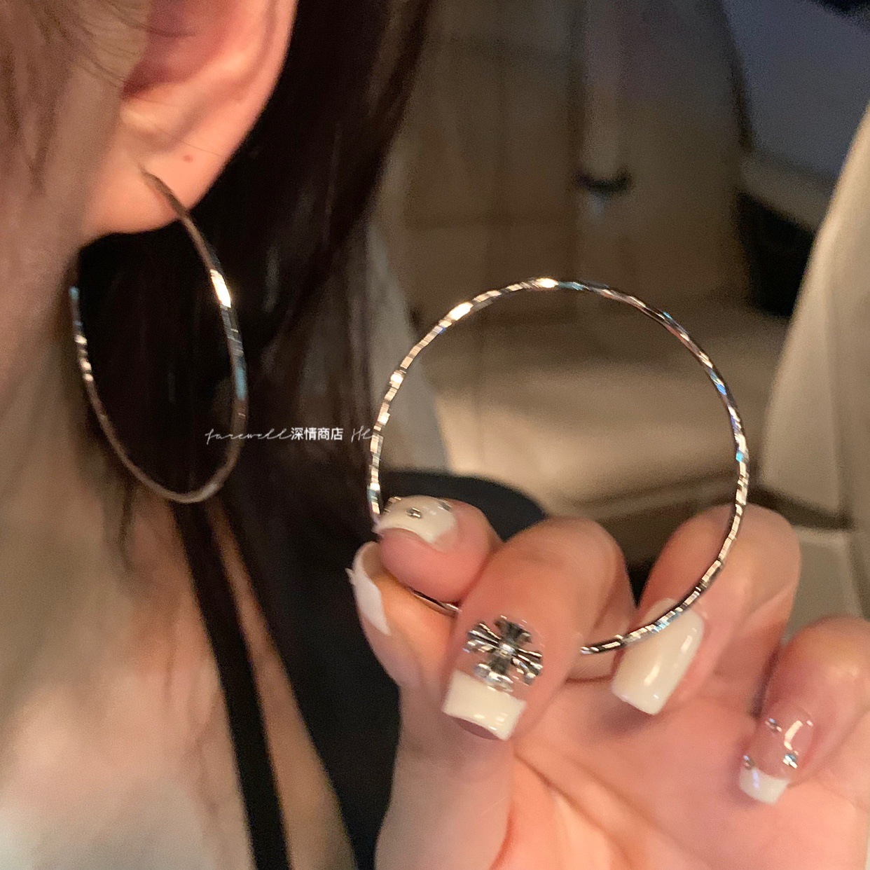 925 Silver Needle Large Ring Earrings, a bestseller and Internet celebrity, a new 2025 model for large faces, suitable for women with ear studs, and a high-end look details Picture