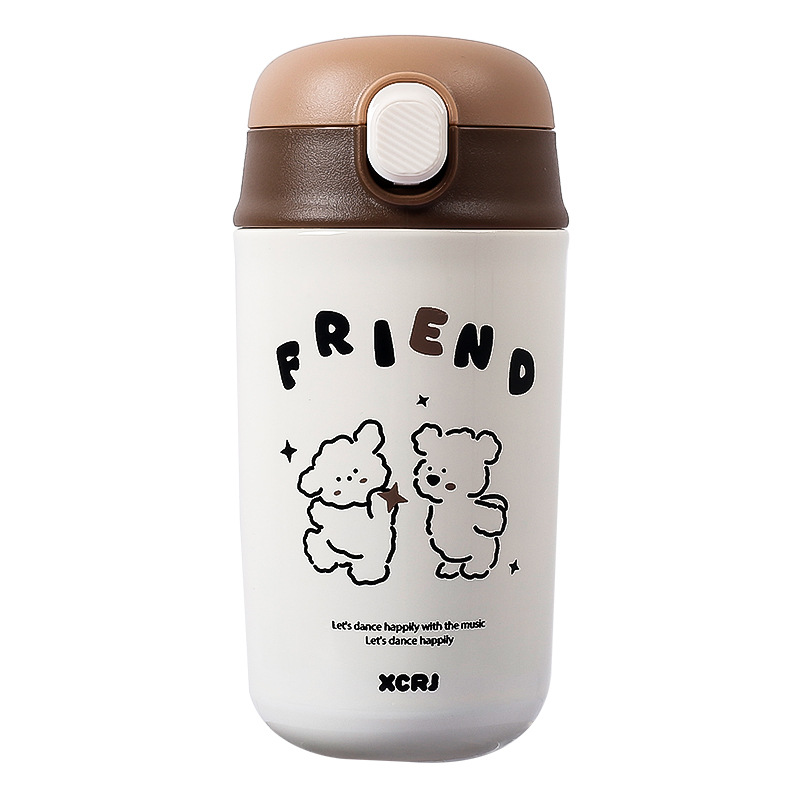 New insulated student water cup, high appearance level for girls, double-drinking coffee cup, portable straw, 304 stainless steel cup for girls Item Picture