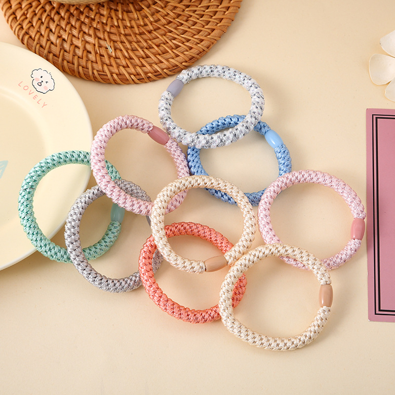 A set of 8 pieces of hair tie in a box with a fresh and elegant mixed color and high-end woven color, a girlish and artistic hair tie for girls Application Scenario