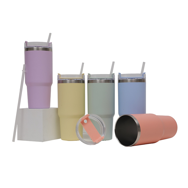 Cross-border factory direct supply 304 stainless steel straw cups, large capacity, high appearance level ice king cups, car insulated cups Item Picture
