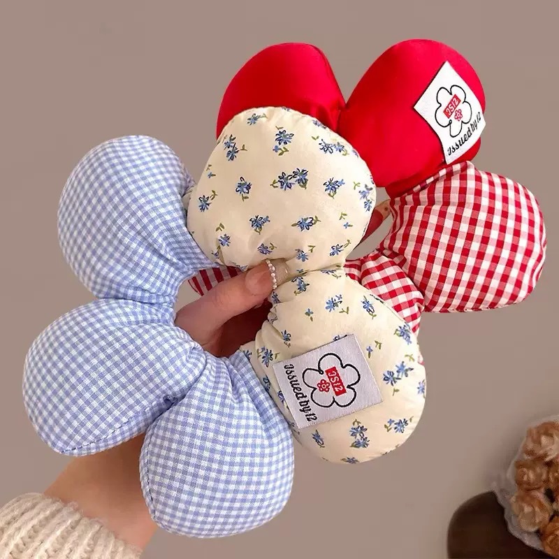 Cute cartoon Mickey Mouse bottom flower large intestine hair band, high-end creative hair accessory for women, bun hairstyle, new style Specification drawing