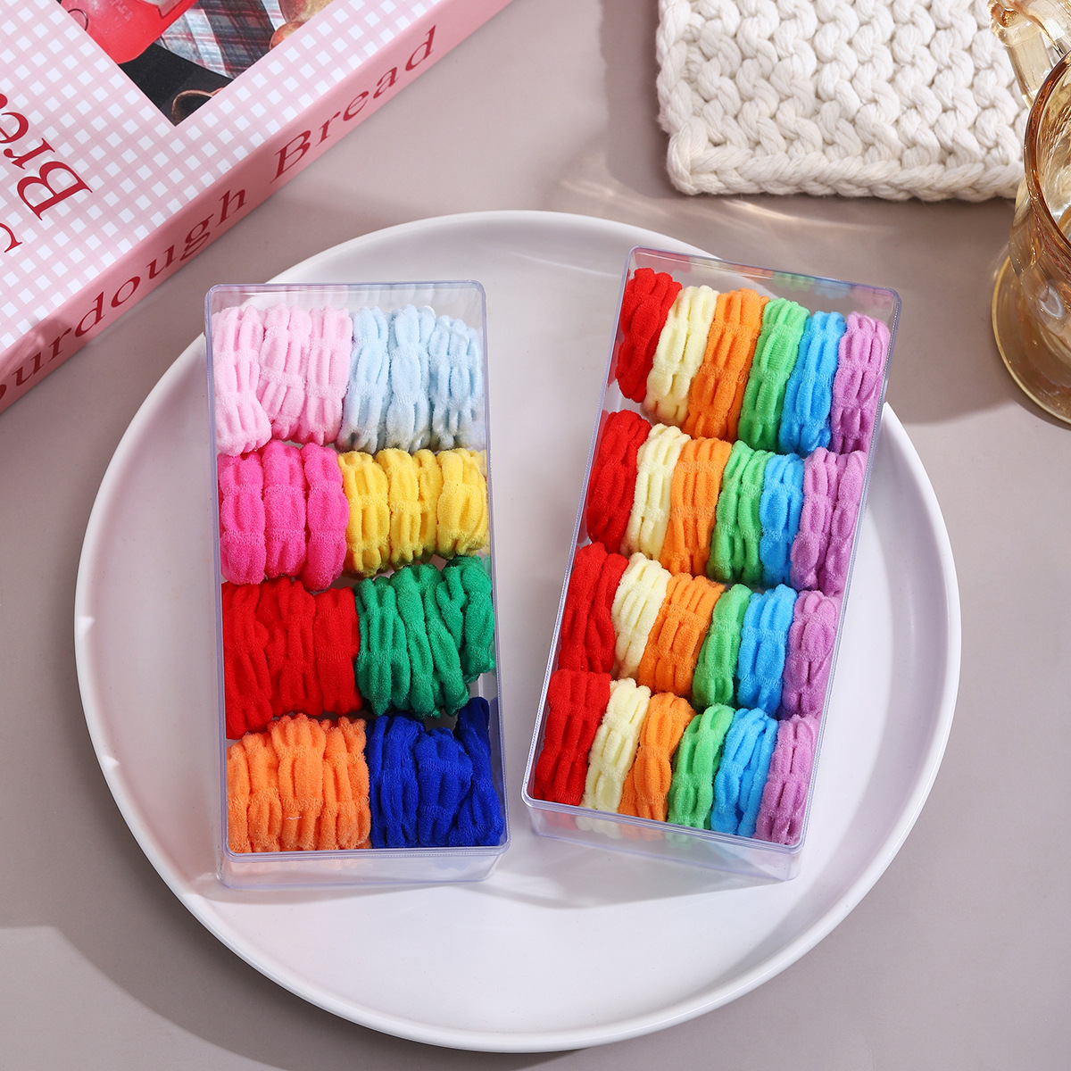 Children's colorful hair band, large size without damaging hair, high ponytail hair tie, hair tie, durable high-elasticity leather band and leather cover for girls details Picture