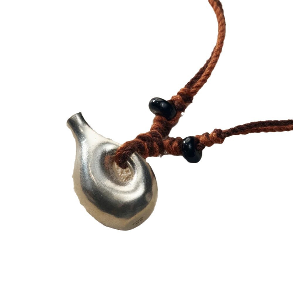 Simple and classic series woven basket necklace, women's nomadic style, adjustable, niche and high-end, single-ear wine pot sweater chain Item Picture
