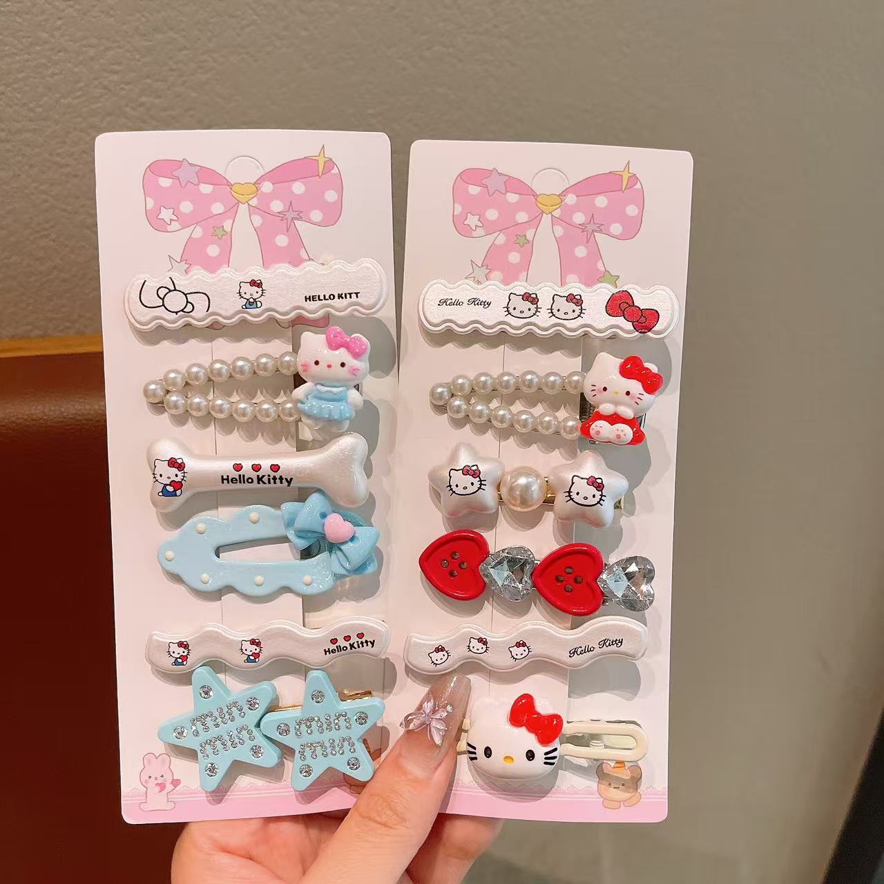 Summer cute cream dopamine children's hair clips, colorful polka dots, sweet hollowed-out clouds, broken bangs side clips details Picture