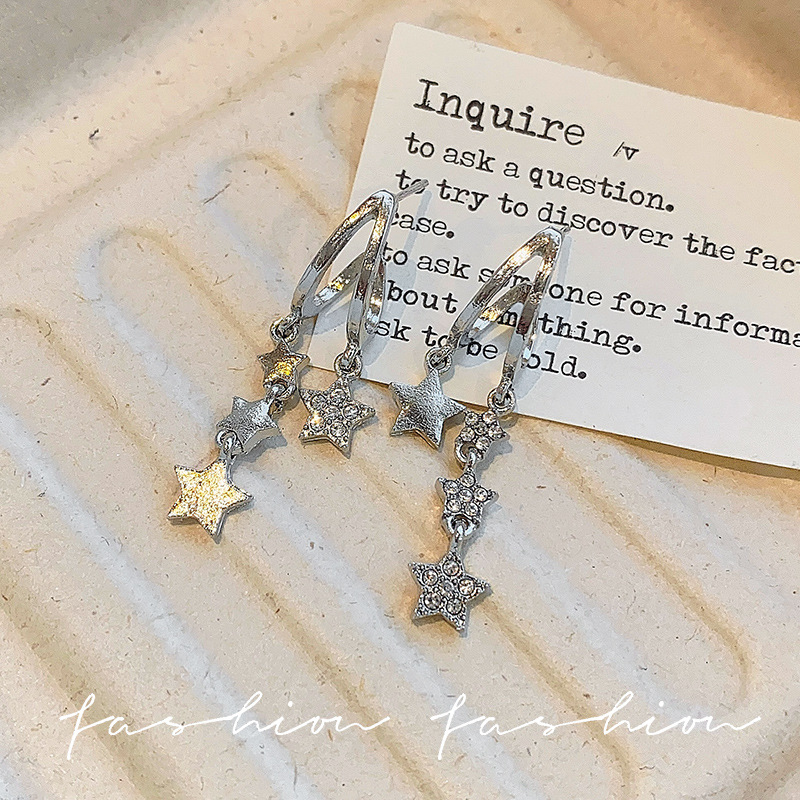 Sparkling Diamond Five-pointed star tassel earrings for women, new 2025 bestseller, niche design, dynamic stud earrings, star earrings Application Scenario