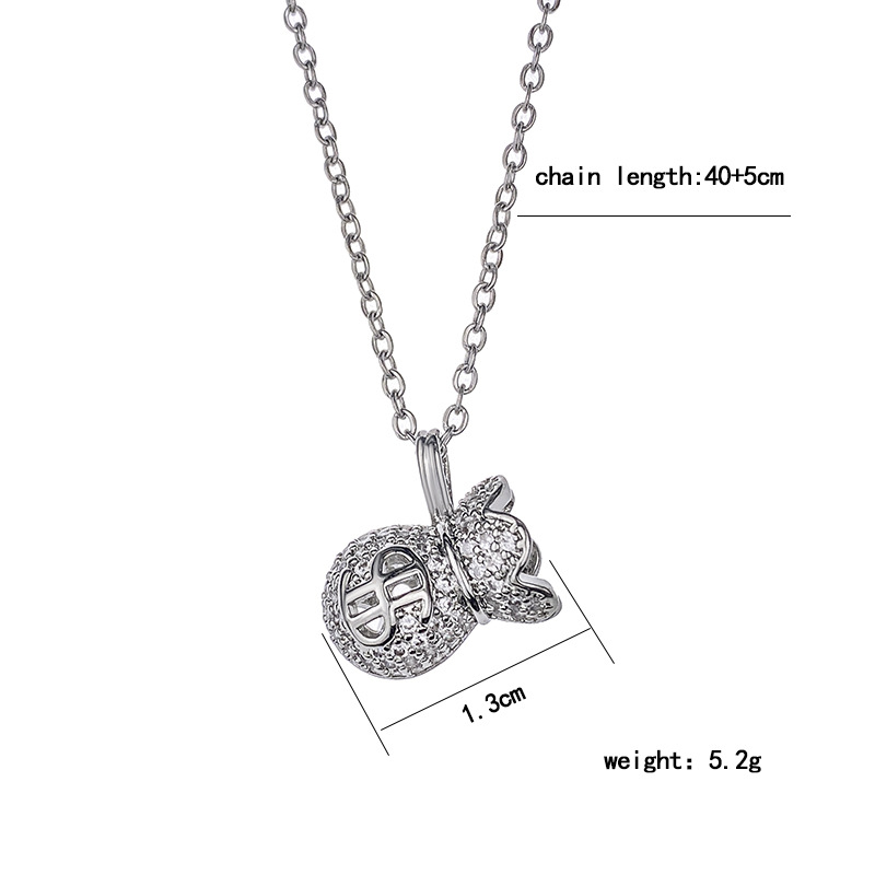 Japanese and Korean light luxury style US dollar money bag pendant titanium steel necklace for women, unique and non-fading, popular collarbone chain, versatile accessory Item Picture
