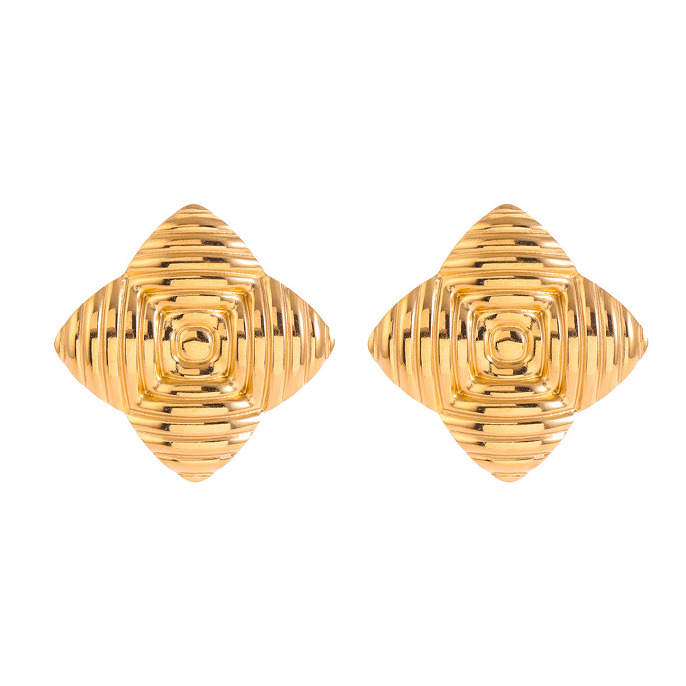 European and American cross-border titanium steel ear studs for women, anti-allergy, ins style, pleated, light luxury and high-end feel, shein, starting from one piece Item Picture